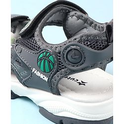 Cute Walk by Babyhug Sandals with Velcro Closure & Basket Ball Applique - Grey