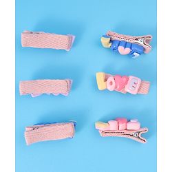 Babyhug Hair Pins And Clips with Love Applique Pack of 6 Free Size - Multicolor