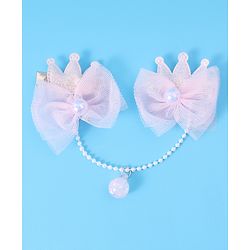 Babyhug Floral & Bow Applique Hair Accessories Combo Sets Free Size - Pink