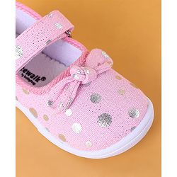 Cute Walk by Babyhug Slip On Casual Shoes with Velcro Closure & Polka Dots Print - Pink