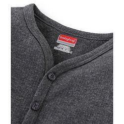 Babyhug Full Sleeves Front Open Solid Thermal Vest - Dark Grey