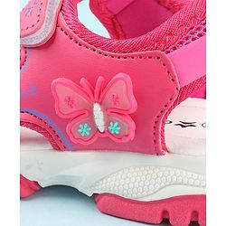 Cute Walk by Babyhug Sandals with Velcro Closure & Butterfly Applique - Fuchsia