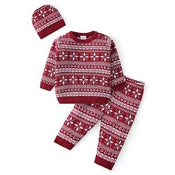 Babyhug Knitted Full Sleeves Collared Colour Block Pullover Sweater - Mustard Blue & White