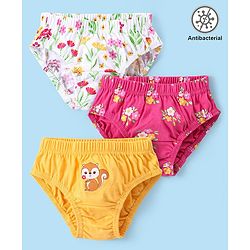 Babyhug 100% Antibacterial Cotton Panties Floral Print Pack of 3 - Multicolour