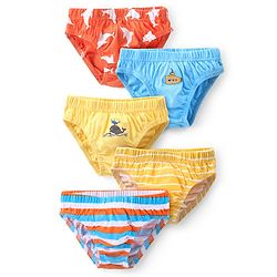 Babyhug 100% Cotton Knit Antibacterial Striped Briefs Pack of 5 - Multicolour