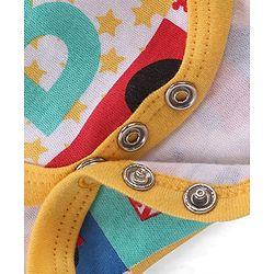 Babyhug Disney Cotton Knit Half Sleeves Onesie with Shorts Mickey Mouse Print - Multicolour