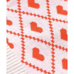 Babyhug Knit Full Sleeves Sweater Set with Heart Design -Orange & Off White