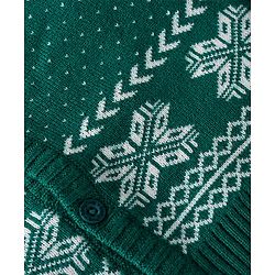 Babyhug Knit Full Sleeves Front Open Sweater Set with Polka Dot Design - Green