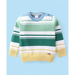 Babyhug Knitted Full Sleeve Pullover Light Weight Sweater with Striped Design - Multicolour