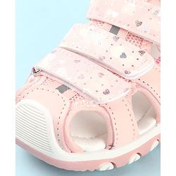 Cute Walk by Babyhug Slip On Hearts Printed Sandals with Velcro Closure - Pink