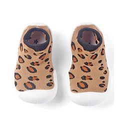 Cute Walk by Babyhug Slip On Socks Shoes with Cheetah Theme Print - Brown