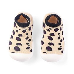 Cute Walk by Babyhug Slip On Socks Shoes with Cheetah Theme Print - White