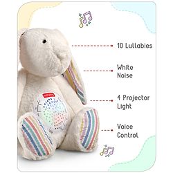 Babyhug Bunny Music Projector Soft Toy White - Height 34 cm