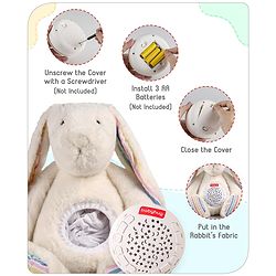 Babyhug Bunny Music Projector Soft Toy White - Height 34 cm