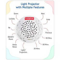 Babyhug Bunny Music Projector Soft Toy White - Height 34 cm