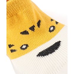 Cute Walk by Babyhug Slip On Socks Shoes with Tiger Design - Yellow