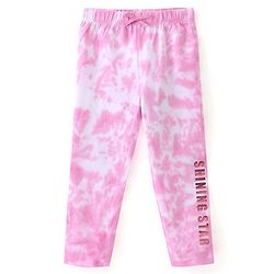 Babyhug Cotton Lycra Full Length Stretchable Leggings with Tie & Dye Print - Pink