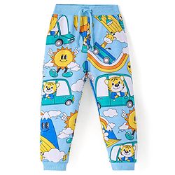 Babyhug Cotton Terry Knit Sun Printed Full Length Lounge Pant - Blue