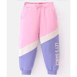Babyhug Cotton Knit Full Length Lounge Pants With Text Print - Pink