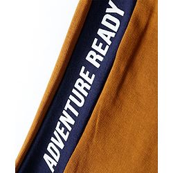 Babyhug Cotton Terry Knit Lounge Pant with Color-Block Design & Text Print - Rust