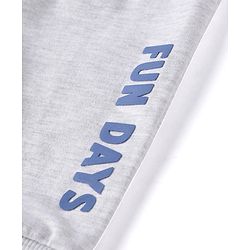 Babyhug Cotton Terry Knit Full Length Colour Block Design Lounge Pant with Text Print - Grey