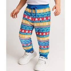 Babyhug Cotton Terry Full Length Lounge Pant with Floral & Text Print - Multicolor