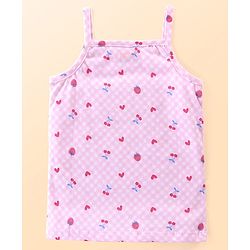 Babyhug 100% Cotton Knit Singlet Sleeves Slips Floral & Fruits Print Pack of 3 - White Pink & Blue