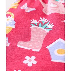 Babyhug Cotton Lycra Knit Three Fourth Leggings with Floral & Polka Dots Print Pack of 3 - Pink Yellow & White