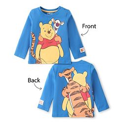 Babyhug Disney Single Jersey Knitted Full Sleeves T-Shirt With Front and Back Winnie The Pooh Graphics - Blue
