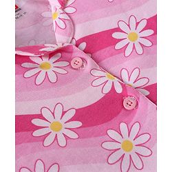 Babyhug Cotton Knit Full Sleeves Night Suit With Floral Print - Pink