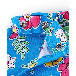 Babyhug Cotton Knit Full Sleeves Night Suit With Floral Print - Blue