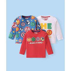 Babyhug Marvel Single Jersey Knit Full Sleeves T-Shirt with Avengers Graphics - Multicolour