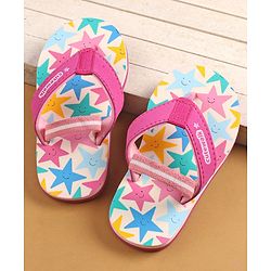 Cute Walk by Babyhug Flip Flops With Back Strap Closure Star Print - Pink