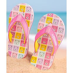 Cute Walk by Babyhug Flip Flops With Bear Print - Pink & Light Pink