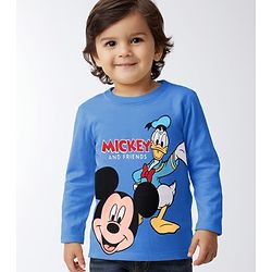 Babyhug Disney Full Sleeves T-Shirt With Mickey & Friends Graphics - Navy Blue