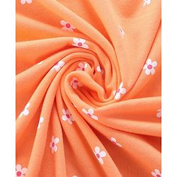 Babyhug Terry Knit Hooded Towel with Floral Print - Orange