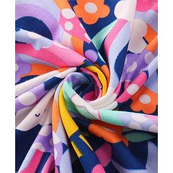 Babyhug Terry Hooded Towel with Sun & Rainbow Print L 76.2 x B 76.2 cm - Navy Blue