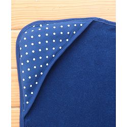 Babyhug Terry Knit Hooded Towel with Polka Dots Print - Navy Blue