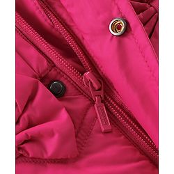 Babyhug Woven Full Sleeves Padded Hooded Winter Jacket with Bow Applique & Pockets - Dark Pink