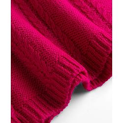 Babyhug Knitted Full Sleeves Woollen Dress With Cable Knit Design - Fuchsia