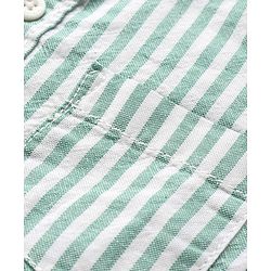 Babyhug Cotton Woven Half Sleeves Mandarin Collar Striped Shirt - Green
