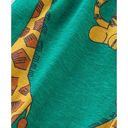 Babyhug Cotton Knit Full Sleeves Night Suit with Tiger & Giraffe Print - Green