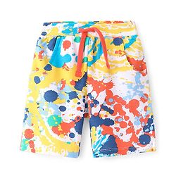 Babyhug French Terry Knit Knee Length Shorts with Abstract Print - Multicolour
