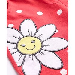 Babyhug French Terry Knit Full Length Lounge Pant with Polka Dots & Floral Print - Red