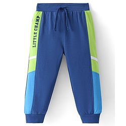 Babyhug French Terry Full Length Jogger Fit Track Pants Text Print - Navy