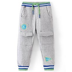 Babyhug French Terry Knit Full Sleeves Lounge Pant with Cargo Pocket Detailing - Grey