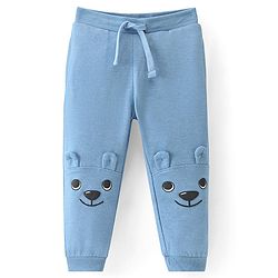 Babyhug French Terry Knit Full Length Lounge Pant with Animal Patch - Blue