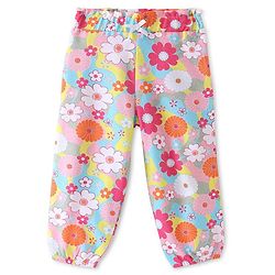 Babyhug French Terry Knit Full Length Lounge Pant With Floral Print - Multicolour