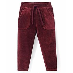 Babyhug Cotton Woven Full Length Corduroy Pant Solid Colour - Maroon