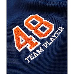 Babyhug Cotton Knit Full Sleeves Rib Collar Solid Shirt with Number Embroidery - Navy Blue